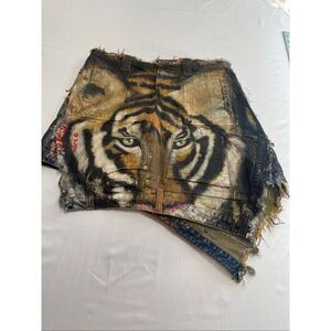 Majestic NFRA Tiger Hand Painted Upcycled Skirt Size Medium See Measurements